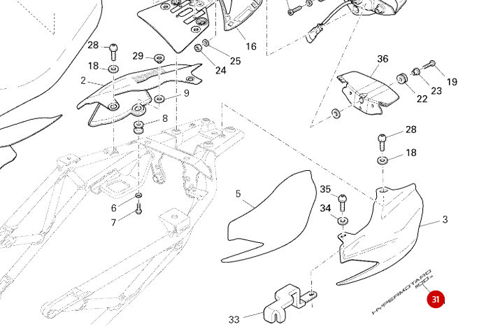 Pegatina de carenado trasero NUEVA - Ducati