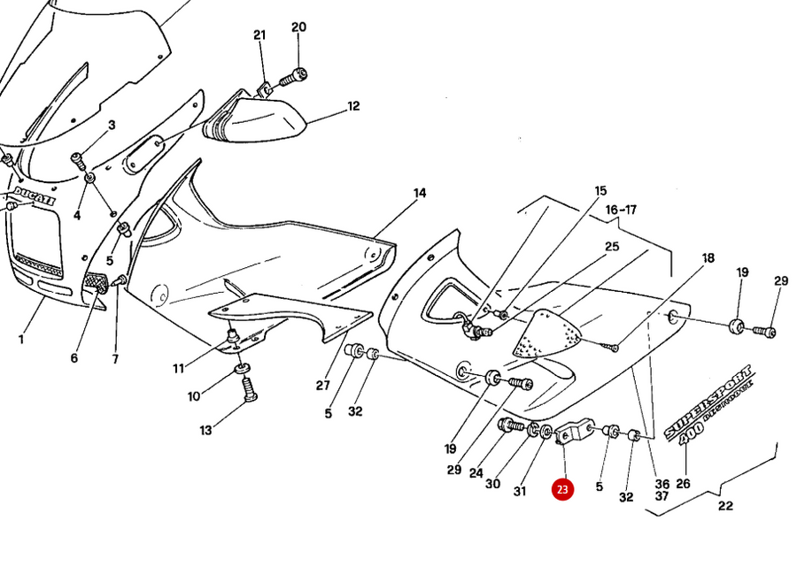 Escuadra de carenado NUEVA - Ducati