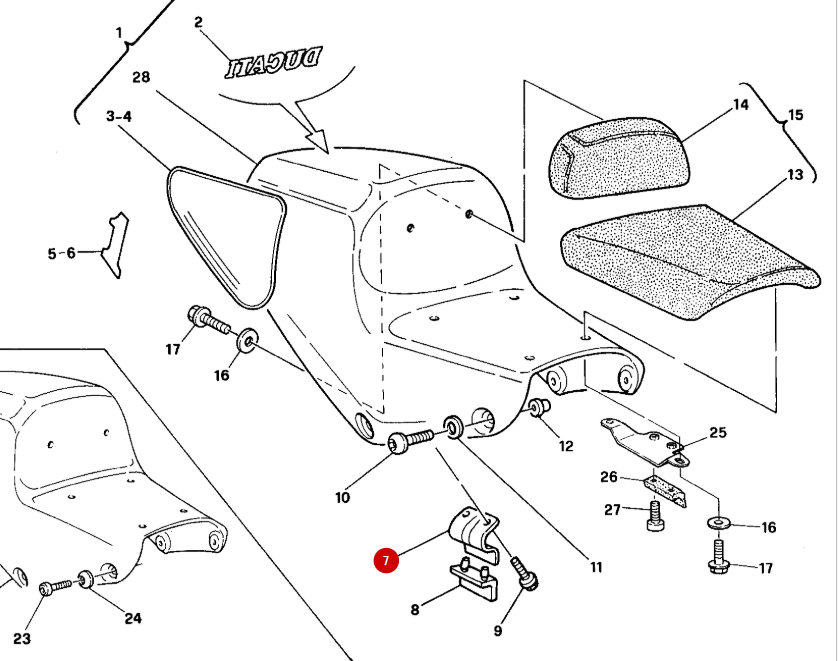 Escuadra de fijación de carcasa trasera monoplaza NUEVA - Ducati