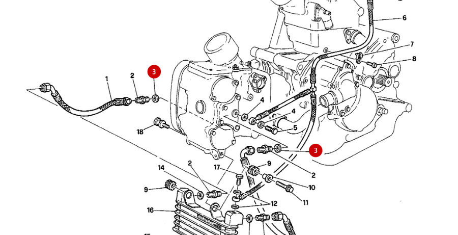 Empalme de aluminio, racor de manguera de aceite, NUEVO - Ducati