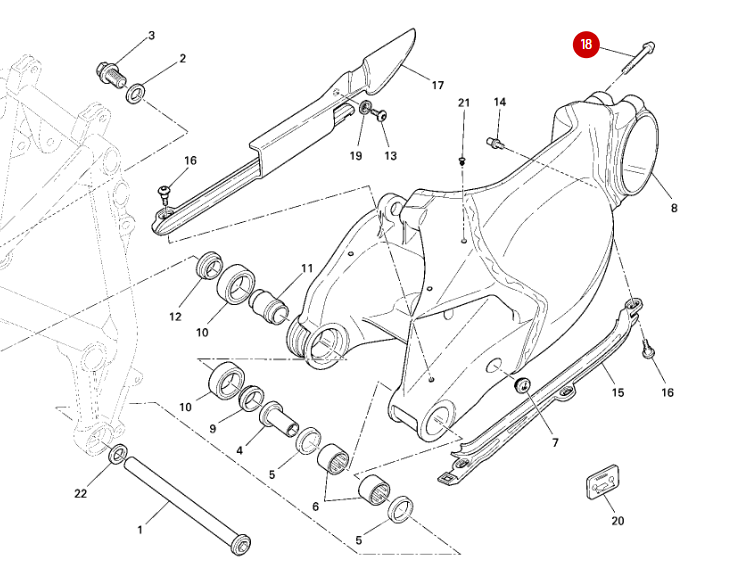 Tornillo Tcei M12X1.25X40 Apriete Excéntrico NUEVO - Ducati