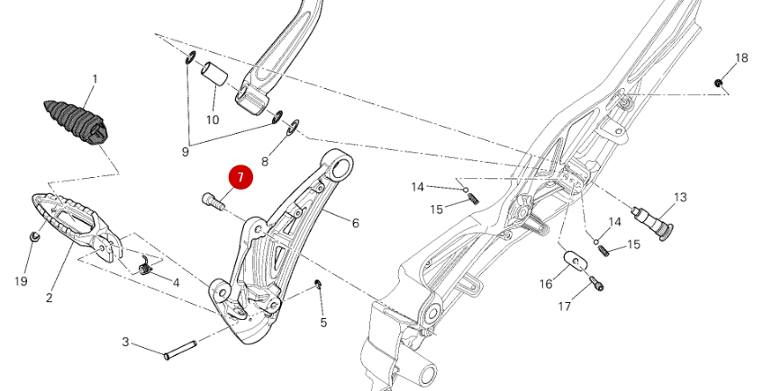 Tornillo Tcei M8X22 8,8 Platina Reposapiés NUEVO - Ducati