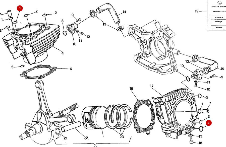 Junta tórica de cilindro NUEVA - Ducati