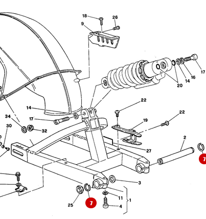 Circlip de eje de brazo NUEVO - Ducati