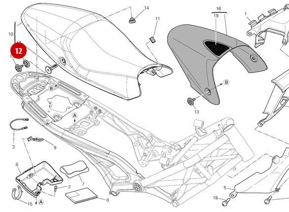 Espaciador de Fijación de Carcasa Trasera NUEVO - Ducati