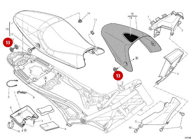 Tornillo tapa trasera NUEVO - Ducati
