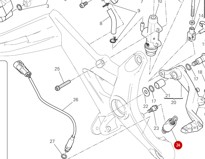 Resorte Completo Pedal de Freno Trasero NUEVO - Ducati