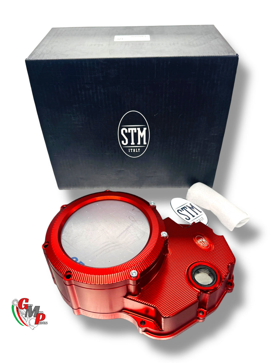 Tapa de embrague tallada STM transparente Roja NUEVA - Ducati