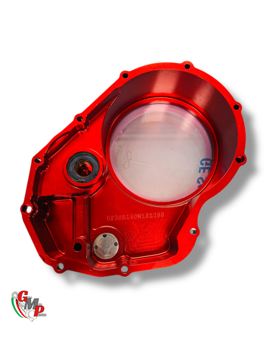 Tapa de embrague tallada STM transparente Roja NUEVA - Ducati