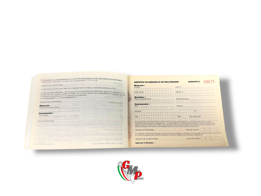 Libreta de garantía virgen NUEVA - Ducati Todos los modelos