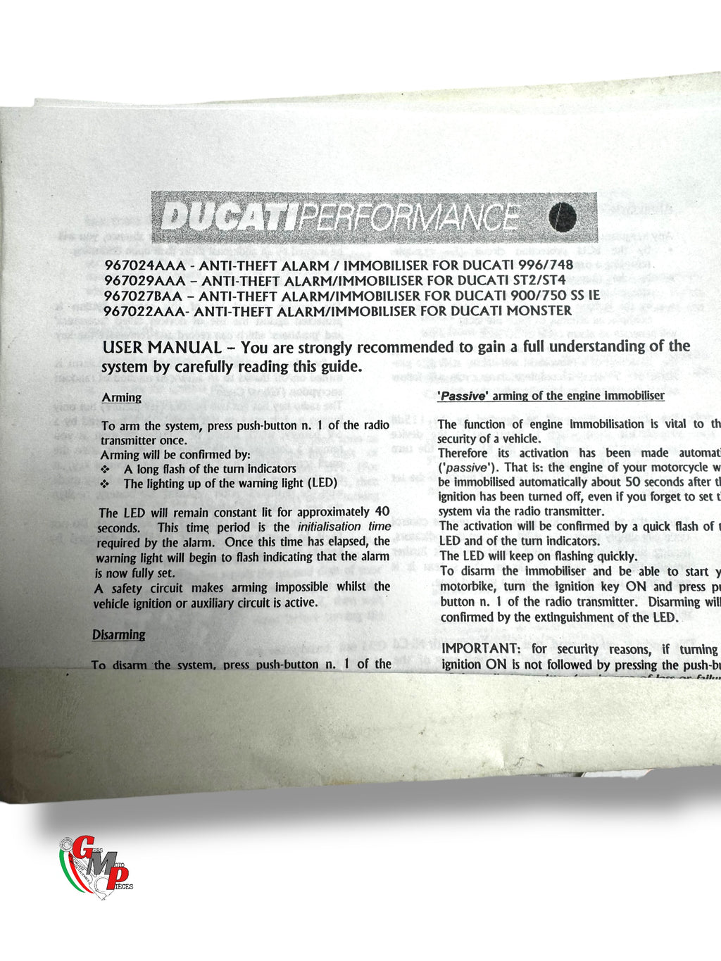 Alarme NEUVE - Ducati Performance