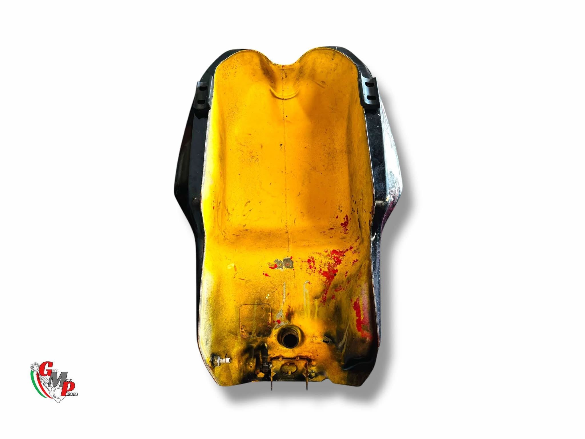 Depósito amarillo y negro dañado - Ducati