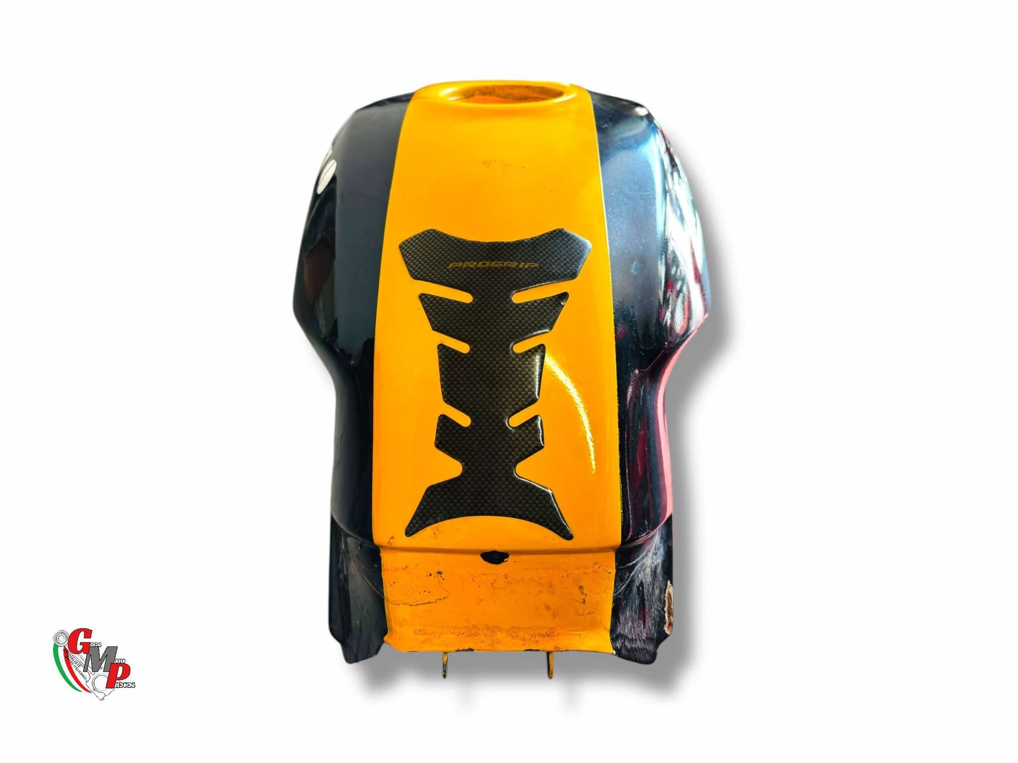 Depósito amarillo y negro dañado - Ducati