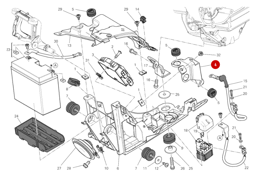 Support Batterie - Ducati