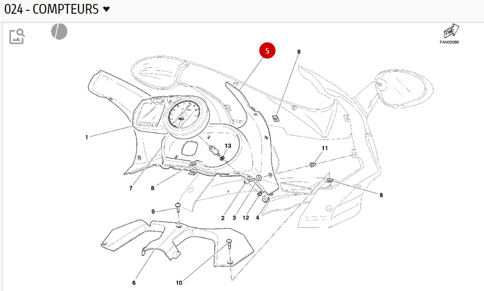 Marco del velocímetro con placa de burbuja delantera - Ducati