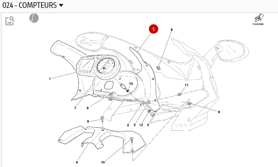 Marco del velocímetro con placa de burbuja delantera - Ducati
