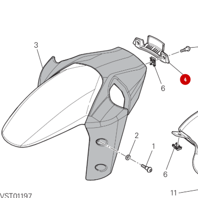 Passe durite de garde boue avant - Ducati