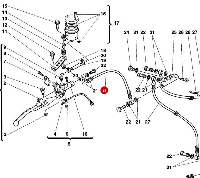 Latiguillo de freno delantero superior NUEVO - Ducati