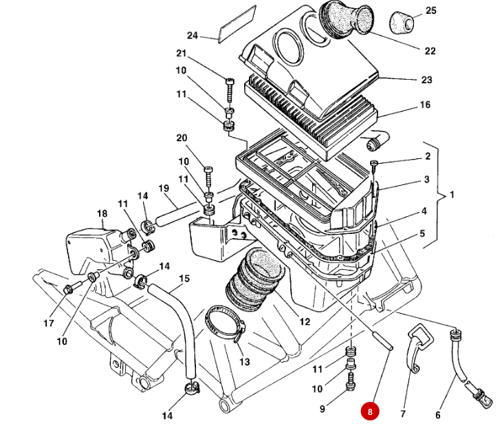 Pasador eje de gancho caja de filtro NUEVO - Ducati