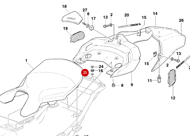 Arandela superior para bucle trasero NUEVA - Ducati