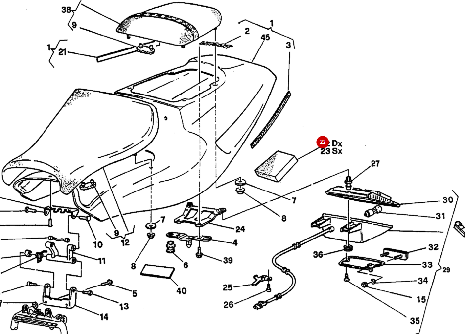 Tampon coque arrière gauche NEUF - Ducati