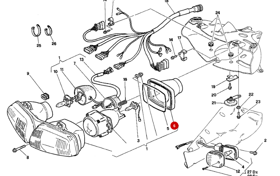 Cubierta trasera de faro - Ducati