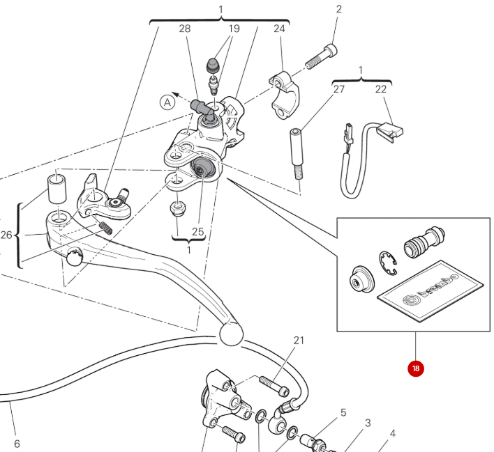 Kit pistón BREMBO cilindro maestro embrague NUEVO - Ducati