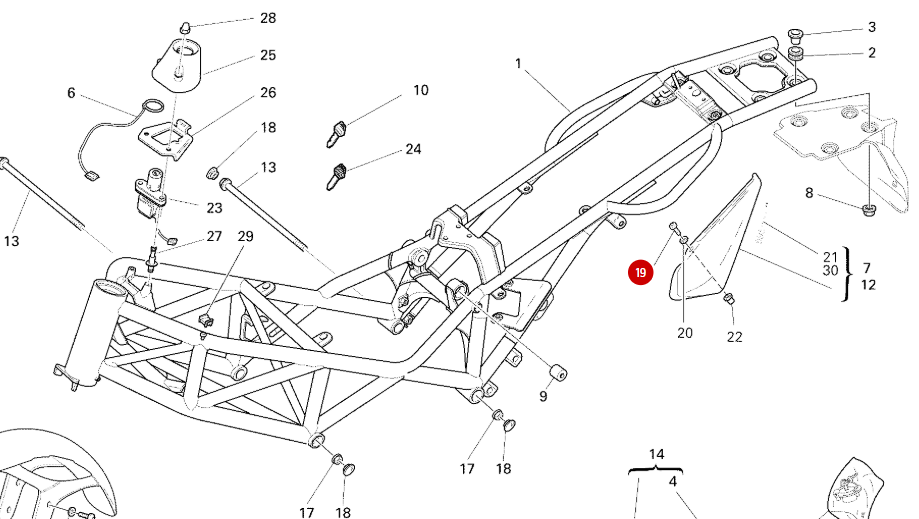 Vis carénage dessous de selle neuve - Ducati