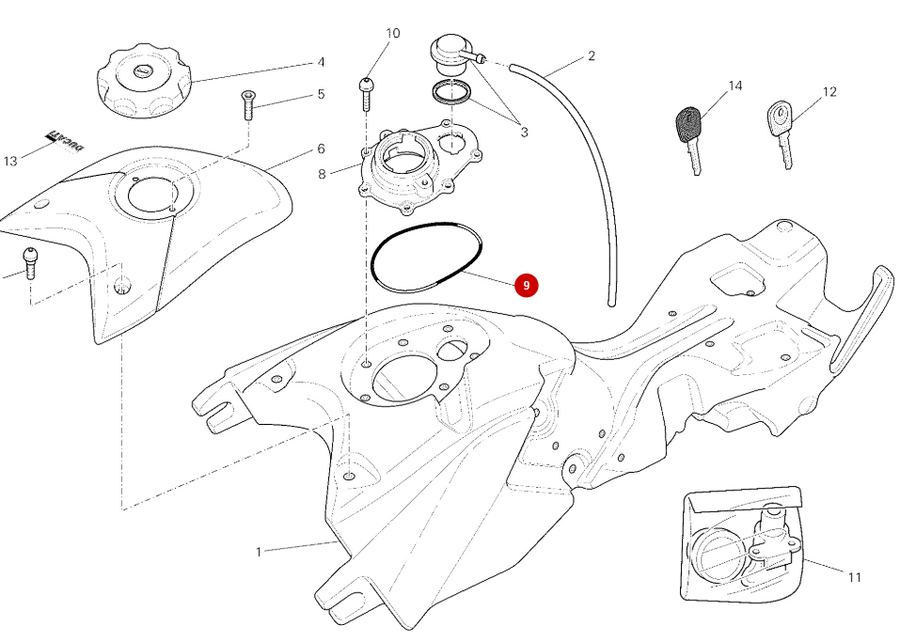 Junta tórica tapa de gasolina NUEVA - Ducati