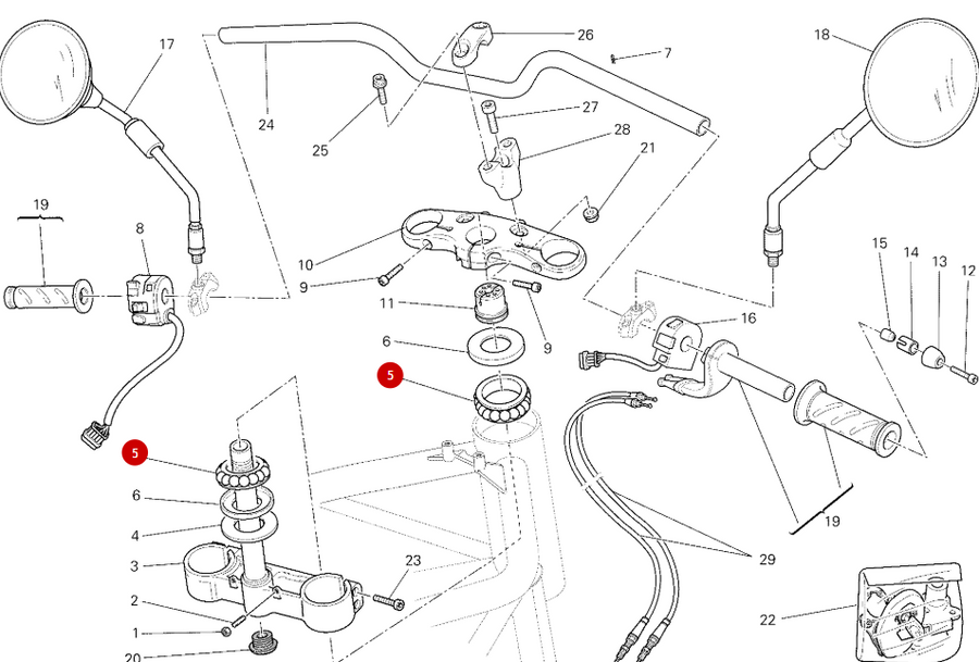 Rodamiento de columna de dirección NUEVO - Ducati
