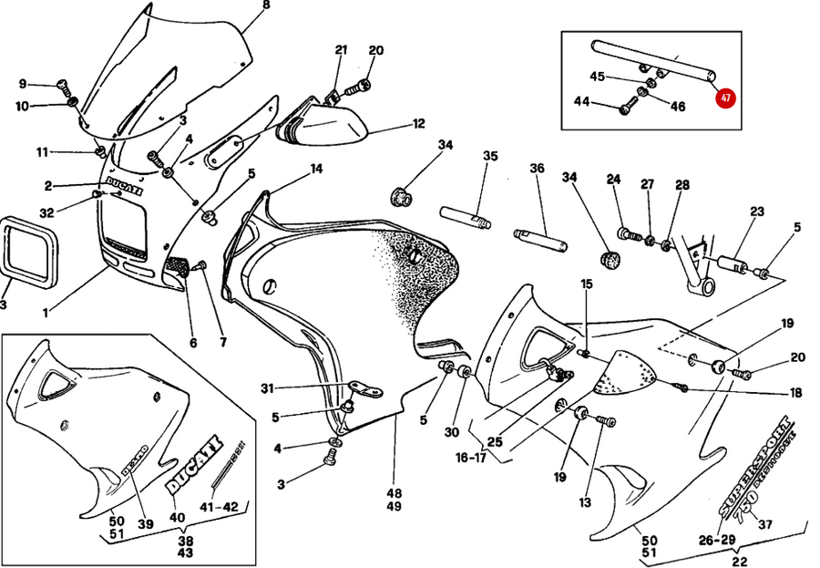 Separador de soporte de carenado NUEVO - Ducati