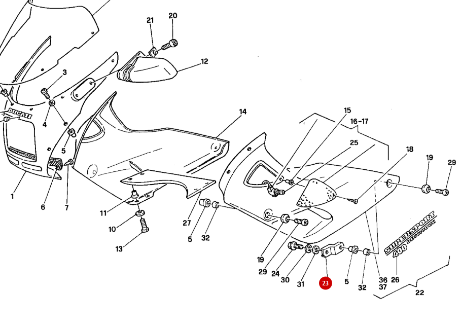 Escuadra de carenado NUEVA - Ducati