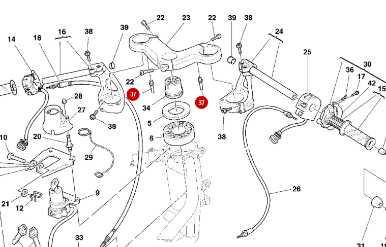 Pasador en T superior NUEVO - Ducati