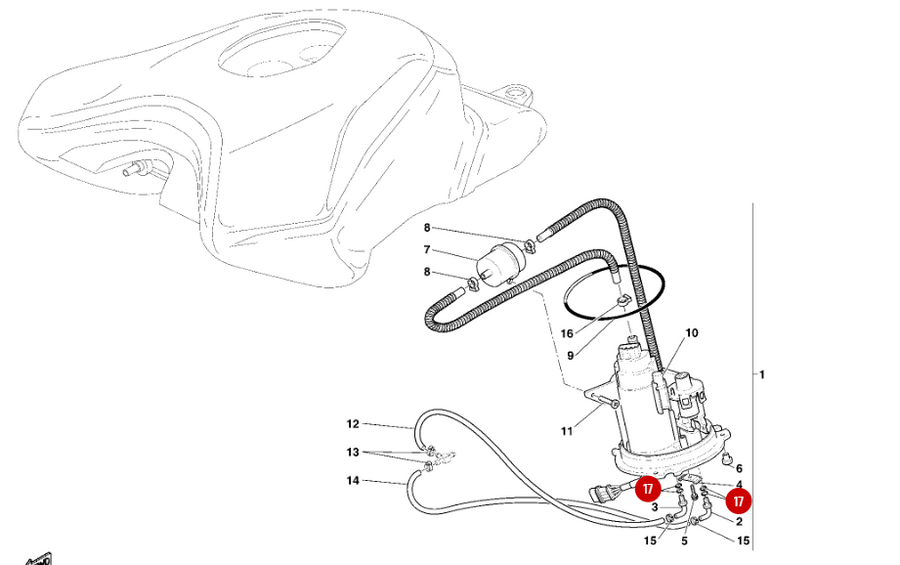 Junta Tórica Bomba de Gasolina 13.5-9.5X2 NUEVA - Ducati