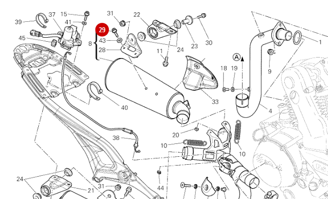 Tornillo M8X20 Soporte Fijación Escape NUEVO - Ducati