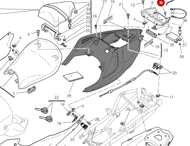 Tapa de batería Vis Tbei M5X8 NUEVA - Ducati