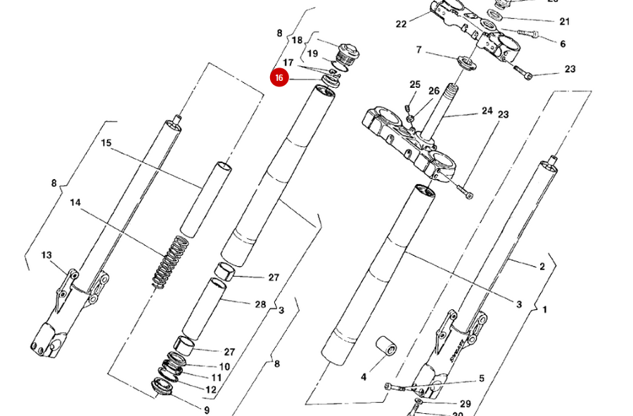Anillo de horquilla debajo del tapón NUEVO - Ducati