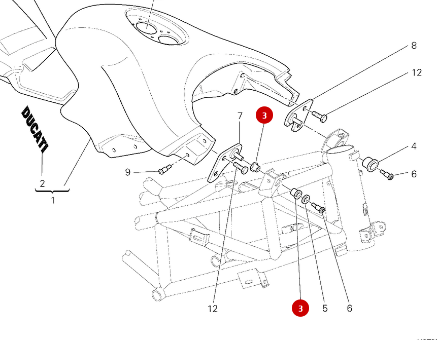 Caoutchouc Avant Droit NEUF - Ducati