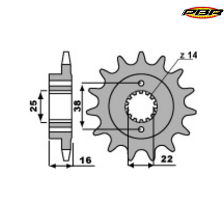 Piñón de salida de caja de cambios PBR NUEVO 14 dientes - Ducati
