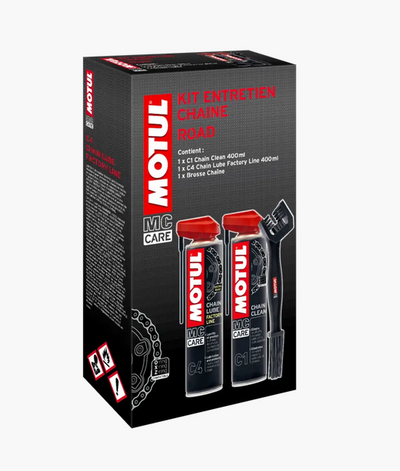 Kit mantenimiento cadena carretera con cepillo de limpieza - MOTUL