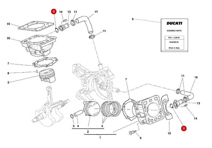 Junta tórica conexión cilindro NUEVA - Ducati