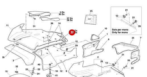Plaquette Carénage Gauche NEUVE - Ducati