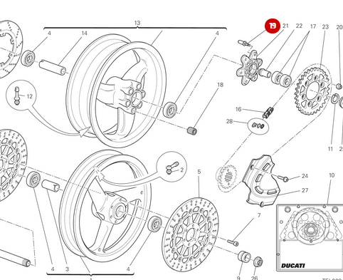 Pivote Soporte Corona Bicromatado NUEVO - Ducati