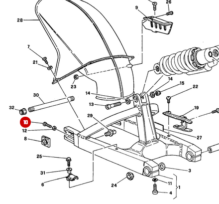 Tornillo Tensor de Cadena NUEVO - Ducati