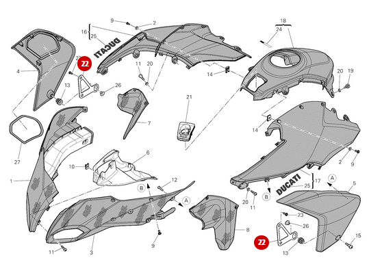 Soporte de Fijación Carenado NUEVO - Ducati