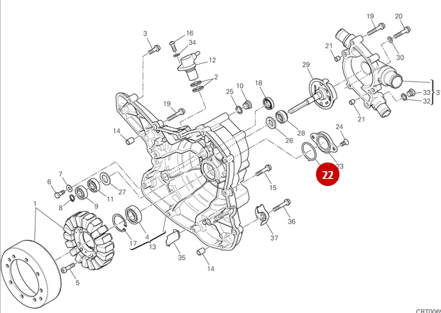 Junta tórica 32.99X2.62 Tapa alternador NUEVA - Ducati