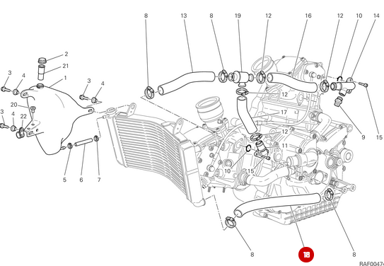 Manguera de agua del radiador NUEVA - Ducati