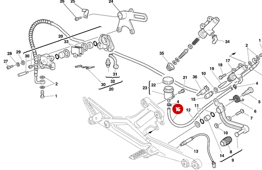 Manguera de freno trasera NUEVA - Ducati