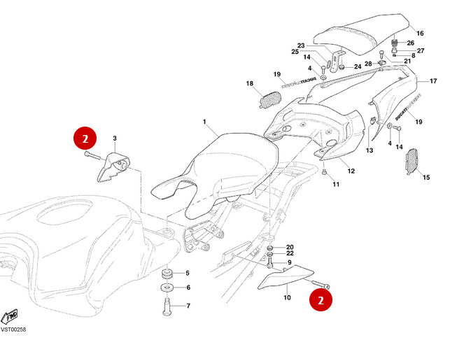 Tornillo de fijación del asiento NUEVO - Ducati