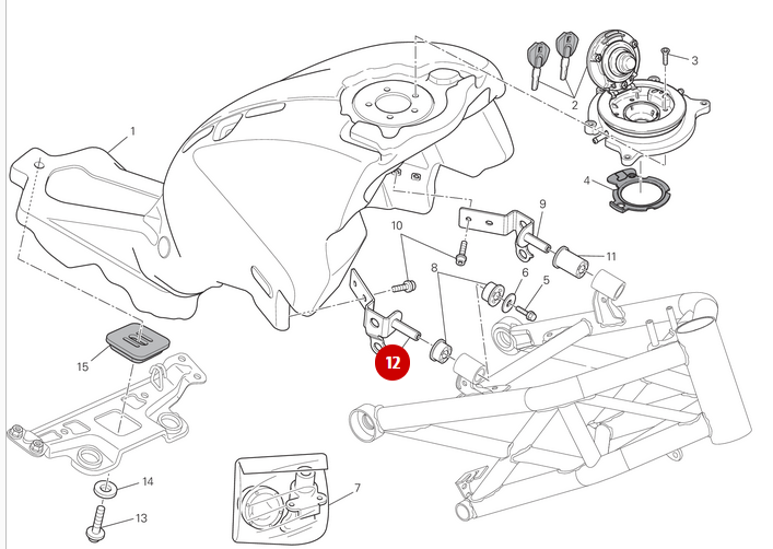 Soporte del depósito derecho NUEVO - Ducati